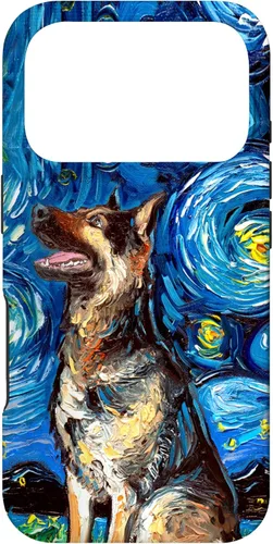 Vista 30 de German Shepherd Starry Night Dog Art by Aja Trier Case for iPhone 17