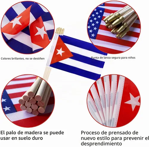 Vista 4 de TSMD Mini banderas de mano cubanas pequeñas, 5 x 8 pulgadas, paquete de 12