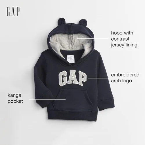 Vista 2 de GAP Playtime Favorites Logo Full Zip Hoodie Hooded Sweatshirt