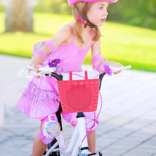 Vista 6 de Cesta de bicicleta para niños Manillar delantero de plástico Elevador de bicicleta para niños Accesorios de bicicleta (rosa) Tamaño S