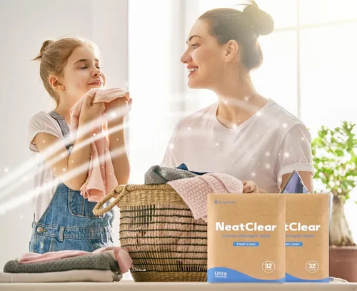 Vista 7 de Hojas de detergente ecológicas para ropa, tamaño de viaje, sin líquido, hojas de jabón NeatClear Sin desorden y ahorro de espacio, ideal