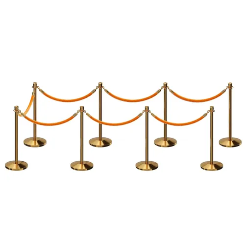 Vista 111 de CCW Kit de sujeción de poste y cuerda con 2 postes superiores de latón pulido y 1 cuerda de núcleo de algodón de terciopelo resistente azul oscuro