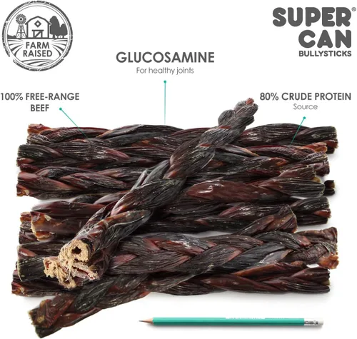 Vista 3 de SUPER CAN BULLYSTICKS Supercan - Palitos de gaviota de res (trenzados de 12 pulgadas (paquete de 4)