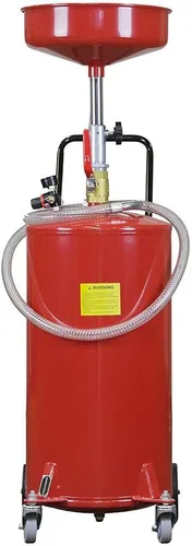 Vista 2 de Tanque de cambio de aceite residual de 20 galones, altura ajustable, construcción HD con ruedas