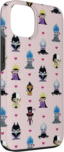 Vista 3 de Funda para iPhone 13 Disney Villains Kawaii Chibi Pink Hearts