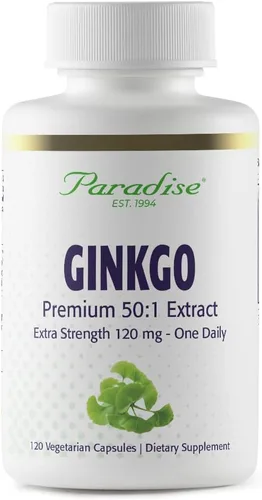 Vista 4 de Paradise Herbs Extracto de Ginkgo Biloba, vegano, sin OMG, sin gluten, 60 cápsulas vegetarianas