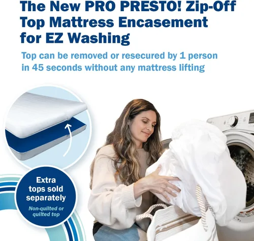 Vista 2 de CleanRest PRO Presto! Funda de colchón con cremallera para lavado EZ, tamaño Queen, protector de colchón impermeable, a prueba de chinches, ácaros