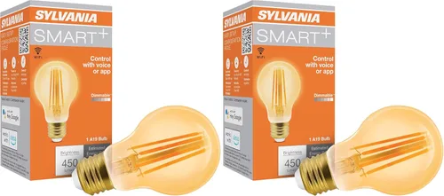 Vista 9 de Sylvania WiFi LED Smart ST19 RGBW - Bombilla de filamento de color y acabado ámbar, 7 W eficiente, para Alexa/Google Assistant, 2000 K, no requiere