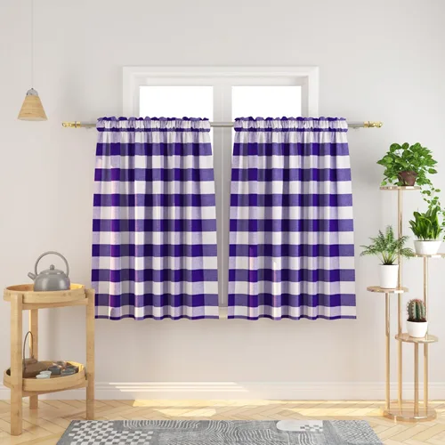 Vista 45 de Cenefas de cortina para ventana de 16 pulgadas de largo, 2 paneles de cuadros búfalo, cortinas pequeñas con bolsillo para barra, estilo clásico