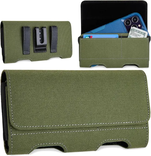 Vista 9 de Mopaclle Funda Horizontal de Nylon para Teléfono Celular para Hombres con Cinturón, Soporte Magnético para Teléfono Celular con Clip de Metal