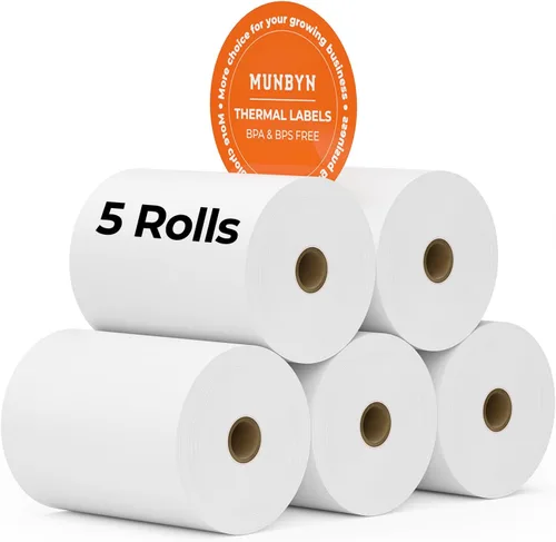 Vista 10 de MUNBYN 2 1/4" x 50' Papel Térmico para Recibos (5 Rollos), Papel de Recibo de 58mm Libre de BPA Se Adapta a Todas las Mini Impresoras Térmicas POS