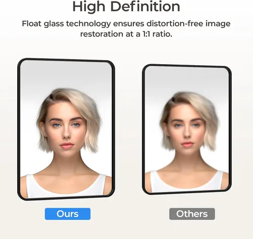 Vista 3 de USHOWER Espejo de baño negro para sobre el fregadero, 22 x 30 pulgadas, espejo rectangular negro mate para pared, espejo de tocador con marco