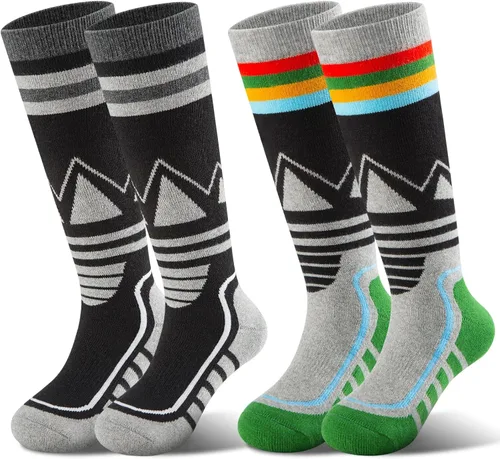 Calcetines de esquí de lana merino para niños, 2 pares3 pares, cálidos y gruesos, calcetines de nieve OTC para niños y niñas, esquí de invierno y