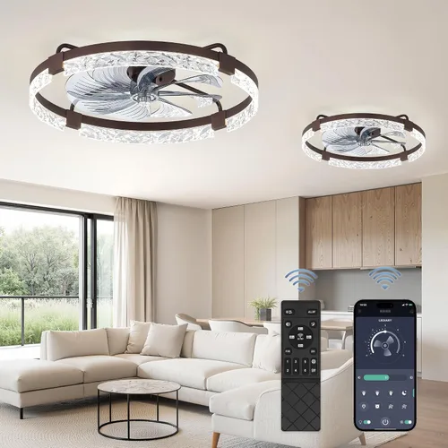Vista 10 de LEDIARY Ventiladores de techo de perfil bajo de 19.7" con luces, aplicación