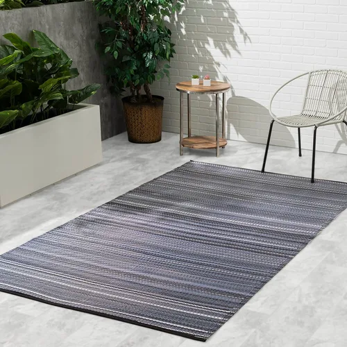 Vista 16 de Fab Habitat - Alfombra Ombre para exteriores, impermeable, resistente a la decoloración, sin arrugas, plástico reciclado prémium, a rayas, para Big