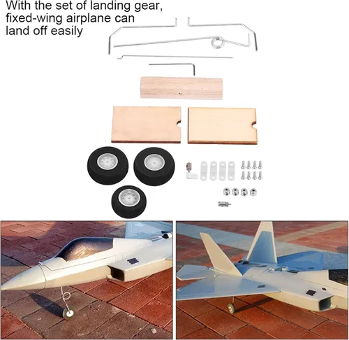 Vista 7 de Dilwe Tren de aterrizaje, KT DIY Ala Fija Modelo Avión Tren de Aterrizaje Rueda Universal Conjunto de Accesorios RC