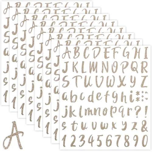 Vista 10 de 576 piezas de 8 hojas de calcomanías de letras de graduación, letras de vinilo autoadhesivas, calcomanías de números del alfabeto, calcomanías