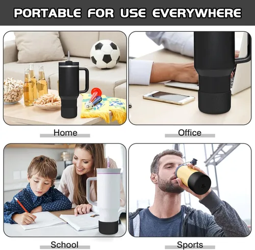 Vista 6 de WUQID Heart Shaped Texture Silicone Boot Compatible with Stanle Quencher H2.0 & IceFlow Flip 20oz 30oz 40oz and Hydro Sport Flask 12-24oz, Anti-Slip