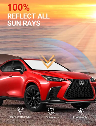 Vista 5 de Proadsy Parasol para parabrisas actualizado 2026, ajuste personalizado, Lexus NX 2022-2025 2026, 4 capas, plegable, protector de parasol frontal que