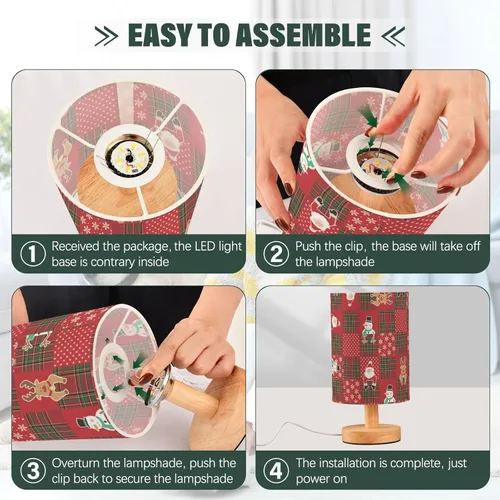 Vista 4 de FRODOTGV Led Night Light Kids Table Lamp Warm Light Christmas Plaid Lamps for Small Spaces Library