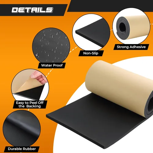 Vista 3 de NATGAI Esponja de neopreno con adhesivo de lámina de goma de espuma de 1/2" de espesor x 12" de ancho x 54" de largo, cortada a múltiples