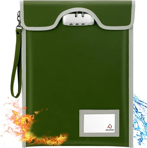 Vista 11 de Bolsa de documentos ignífuga con cerradura (5200℉), soporte para documentos de viaje de 15 x 11 pulgadas, bolsa ignífuga con cremallera para objetos