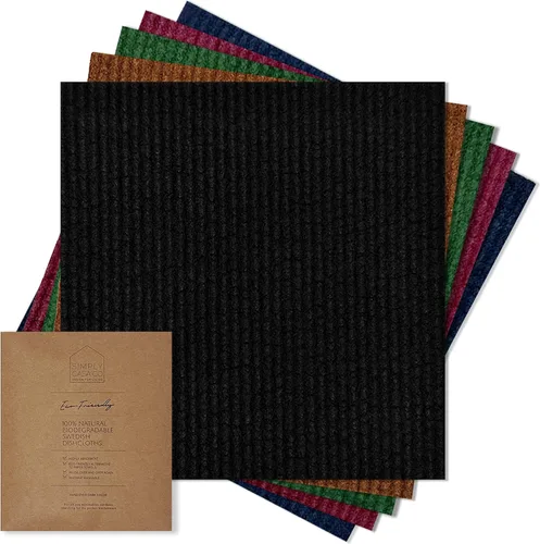 Paquete de 5 paños de cocina suecos teñidos a mano, reutilizables, biodegradables, súper absorbentes de doble textura, embalaje sin plástico,