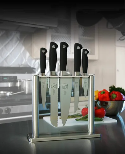 Vista 2 de Mercer Culinary M20000 Genesis - Juego de bloques de cuchillos forjados de 6 piezas, bloque de vidrio templado, color negro