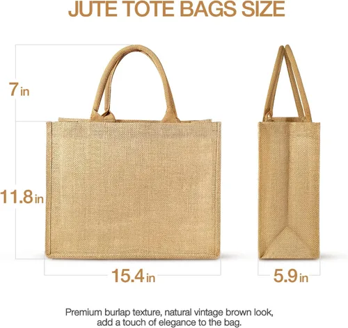 Vista 2 de Bolsas de yute con interior laminado y asas suaves