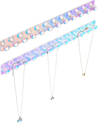 Vista 11 de Heesch Percha para collares, soporte acrílico para collares, organizador de collares, soporte de pared, ganchos de joyería para collares, pulseras