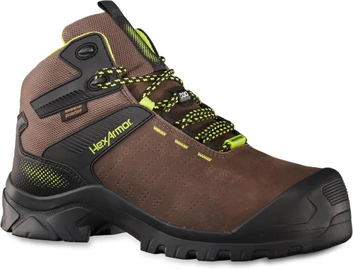 Vista 10 de HexArmor Botas de seguridad profesionales Xbase: impermeables, protección metatarsiana y opciones de cuero negro, puntera compuesta con Marrón