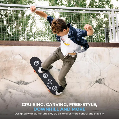 Vista 6 de Nerf 31 inch Skateboard, 9-ply Maple Deck Skateboard for Cruising, Carving, Tricks and Downhill