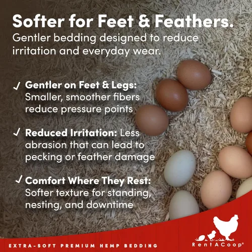Vista 5 de RentACoop Cama de Cáñamo Premium Extra-Suave (300L) para Gallineros, Cajas de Anidación, Conejos, Cobayas, Hámsters, Reptiles, Caballos y Más