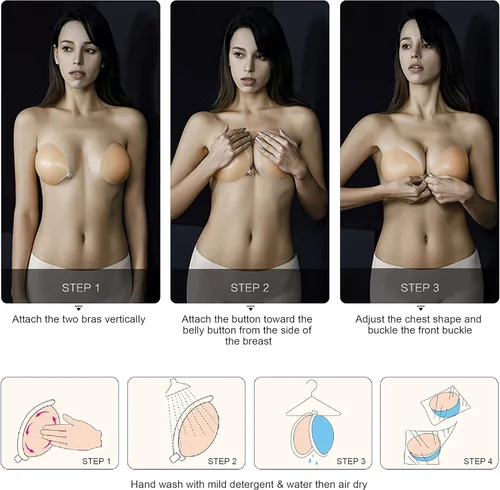 Vista 5 de VICETONE Adhesive Bra Strapless Sticky Invisible Push up Reusable Silicone Bra The Best Off Backless Viscous Bra for Women