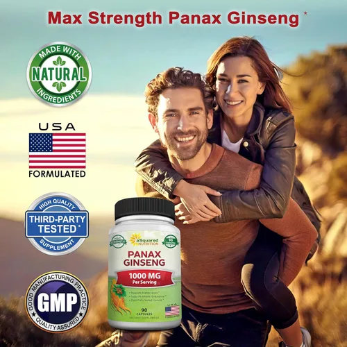 Vista 2 de Panax ginseng coreano (1000 mg máxima fuerza) – 90 Cápsulas extracto de raíz complejo (rojo y blanco), alta potencia ginsenosidas en semillas, polvo