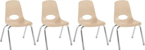 Vista 52 de FDP - Silla escolar apilable de 14 pulgadas, asiento apilable para estudiantes con patas de acero cromado y deslizadores giratorios de nailon