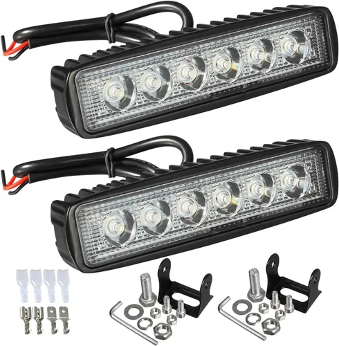 Partsam Barra de luz LED de 6 pulgadas, color blanco, 36 W, 6500 K, súper brillante, luz de trabajo, luz de conducción todoterreno, luz antiniebla