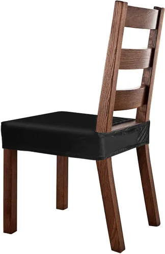 Vista 7 de Fuloon Fundas para sillas de comedor, de piel sintética sólida, impermeables y resistentes al aceite, fundas elásticas para sillas de comedor