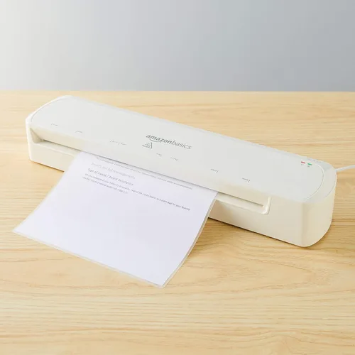 Vista 5 de Amazon Basics Máquina laminadora térmica de 12 pulgadas, fácil de usar para oficina en casa o escuela, 12 pulgadas, color blanco