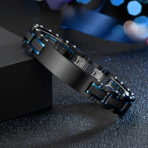 Vista 6 de Pulsera de los hombres grabados de encargo de la identificación médica de la alarma