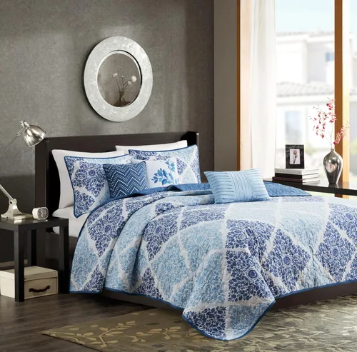 Vista 16 de Madison Park Claire - Edredón de diseño moderno, para todas las estaciones, cubrecama transpirable, juego de ropa de cama ligero, fundas a juego