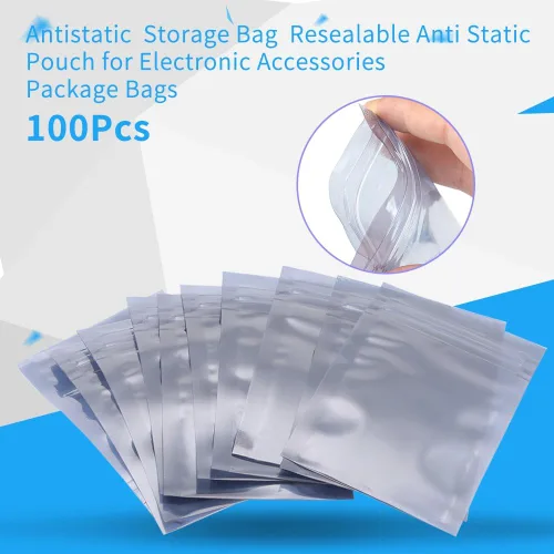 Vista 9 de Bolsa antiestática, 100 unids/set 2.4x3.5 in antiestática resellable Ziplock bolsa de almacenamiento para accesorios electrónicos