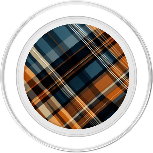 Vista 2 de Navy Black and Orange Plaid Halloween PopSockets MagSafe PopGrip de calabazas de otoño para iPhone
