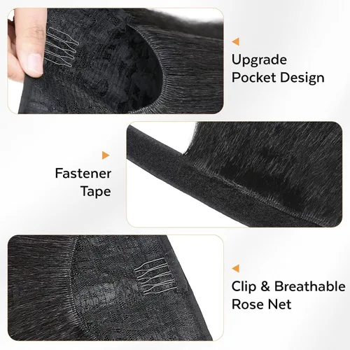 Vista 5 de WIGNEE Extensión de cola de caballo larga rizada y recta envolvente, extensión de cola de caballo Yaki negro natural para mujeres negras