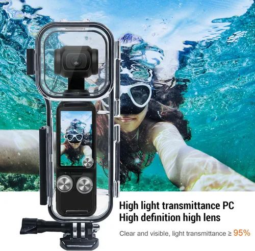 Vista 6 de OKFUN Carcasa impermeable de 147 pies (147.6 ft) compatible con DJI Osmo Pocket 3 buceo subacuático, cubierta protectora con soporte de montaje