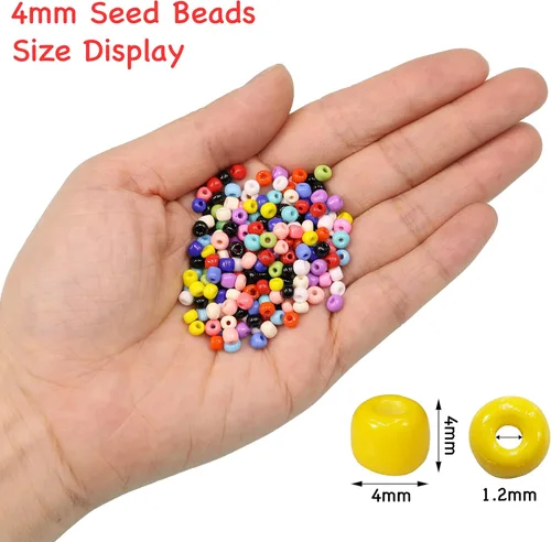 Vista 3 de Bala&Fillic Cuentas de semillas de color perla azul claro opaco de 0.157 in, aproximadamente 1200 piezas/3.53 oz en bolsa, 6/0 cuentas de vidrio