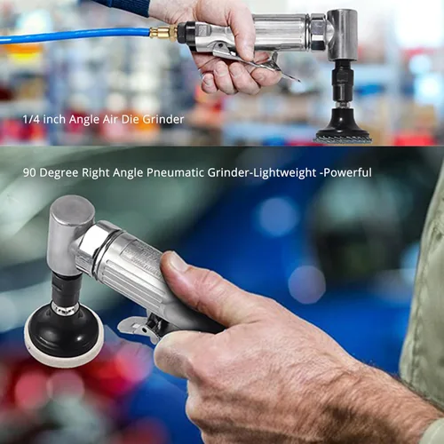 Vista 4 de EYPINS Angle Air Die Grinder 1/4 pulgadas - Amoladora neumática profesional de ángulo recto 20000 RPM, con discos de lijado, ligero, velocidad