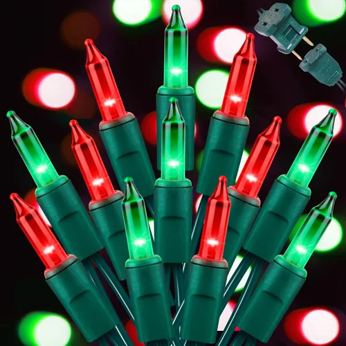 Vista 11 de LAMPHOME Guirnalda de luces LED de estrella roja, blanca y azul, 20 luces LED de hadas con cable transparente, 3 AA impermeables, 8 modos, luces