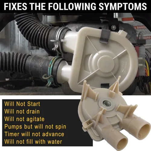 Vista 4 de 3363394 Bomba de drenaje de lavadora de Seentech - Compatible con Whirlpool, Kenmore Washers - Reemplaza: 3352493,3352492, AP6008107, 3363394