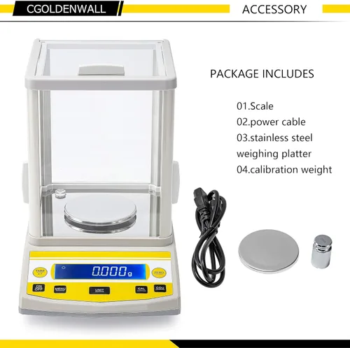 Vista 6 de CGOLDENWALL Balanza analítica digital Balanza de alta precisión Balanza electrónica digital para farmacia de laboratorio (7.05 oz 1mg)